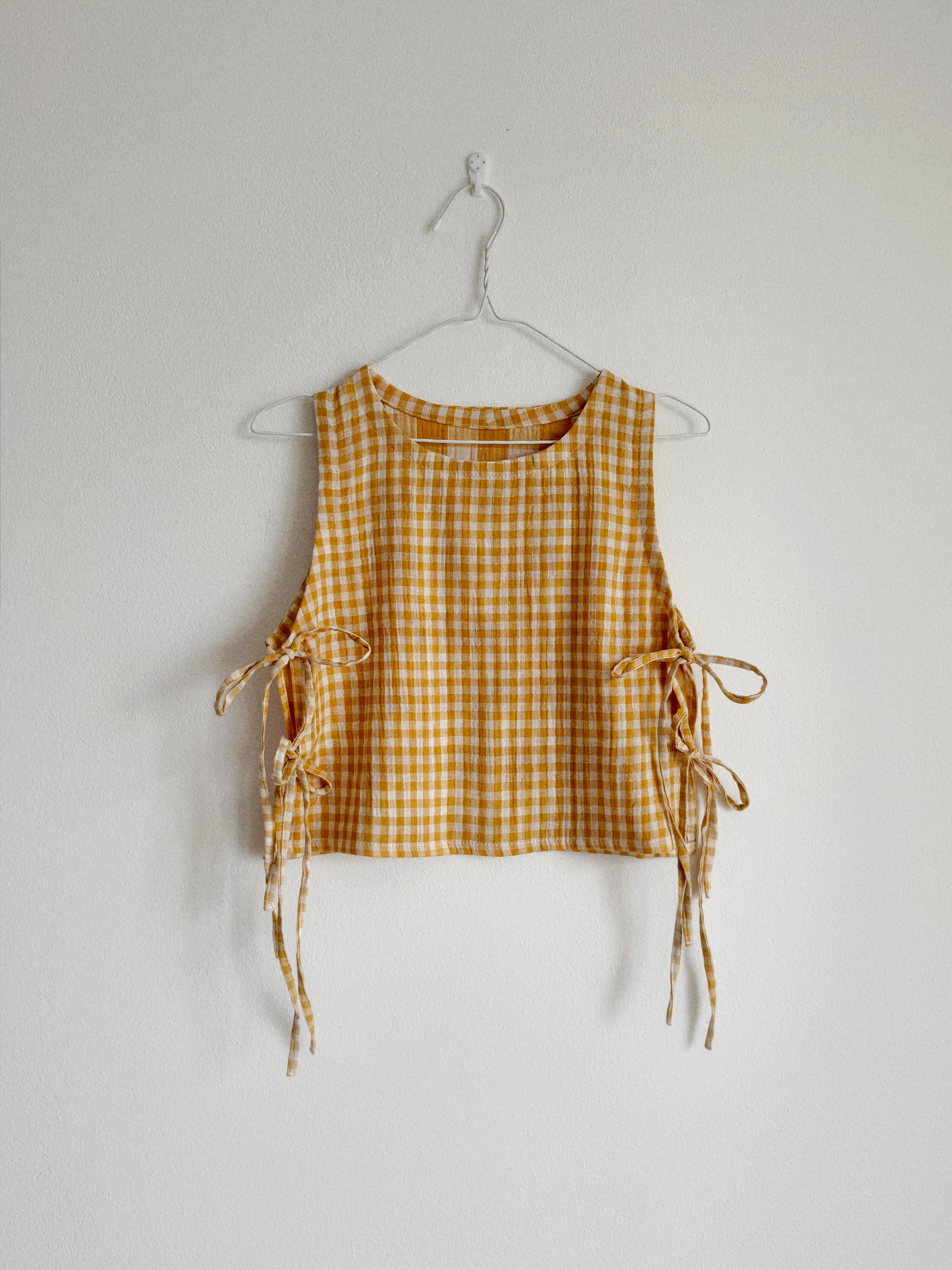 ELISE top - okrové malé káro