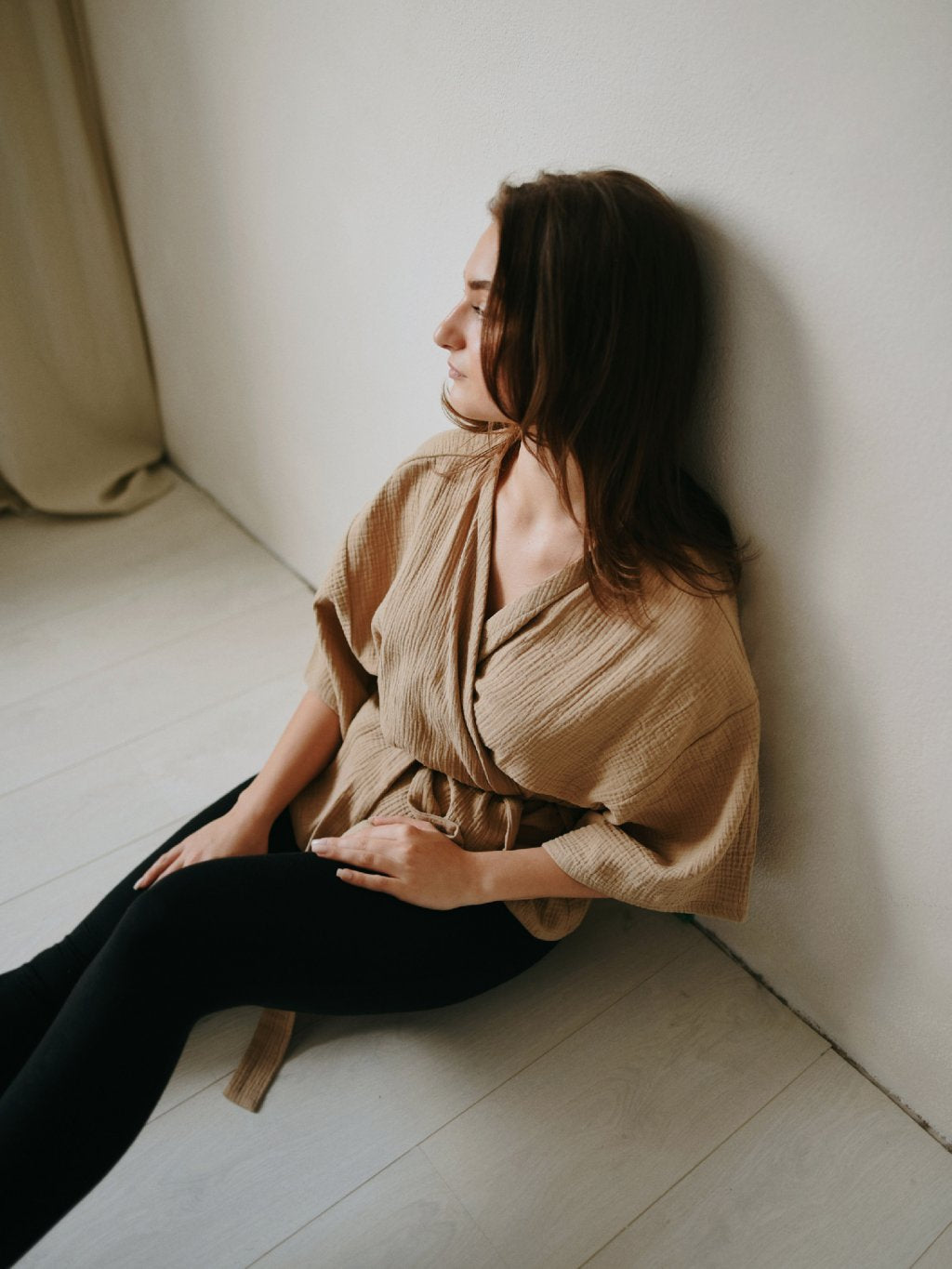 MOLLY kimono top s 3/4 rukávom - béžový