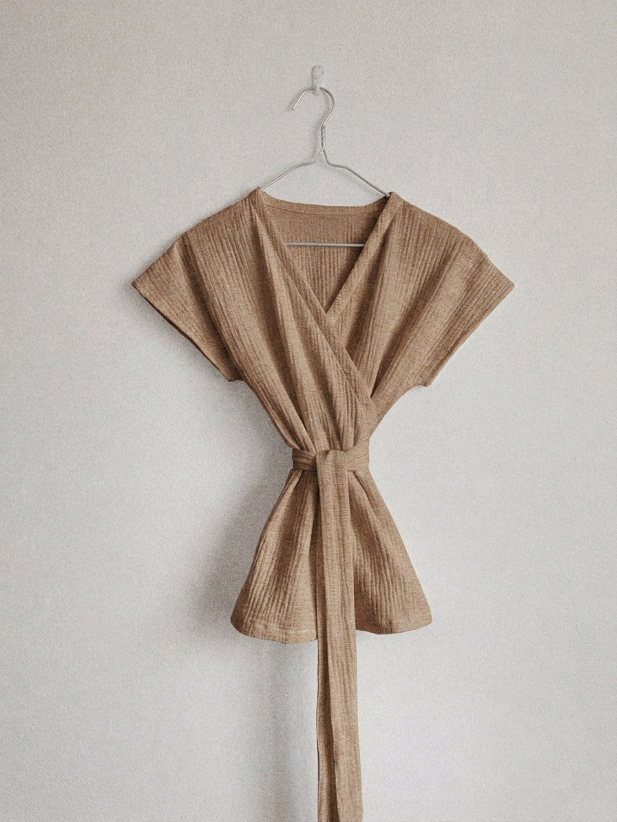 MOLLY kimono top bez rukávů - béžový