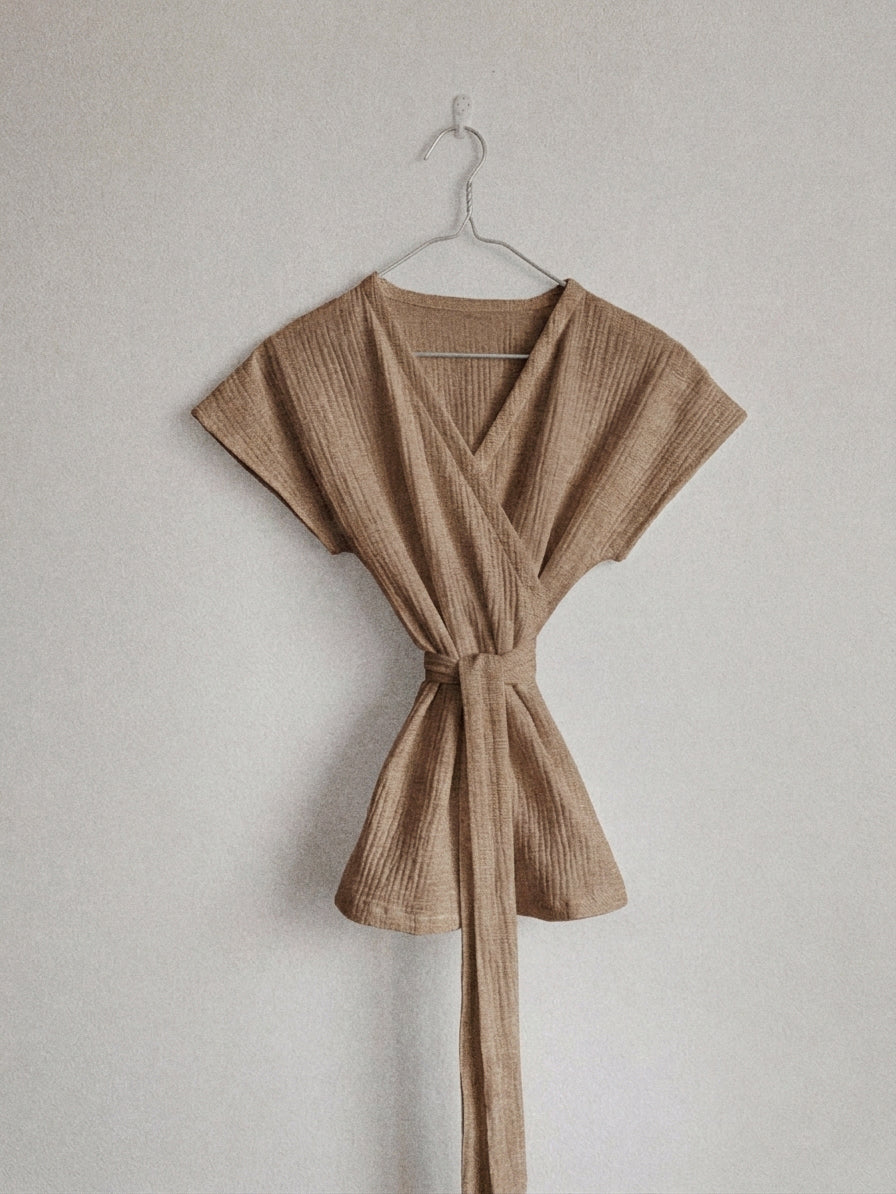 MOLLY kimono top bez rukávov - béžový