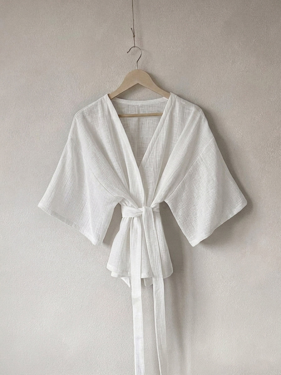 MOLLY kimono top s 3/4 rukávem - bílý
