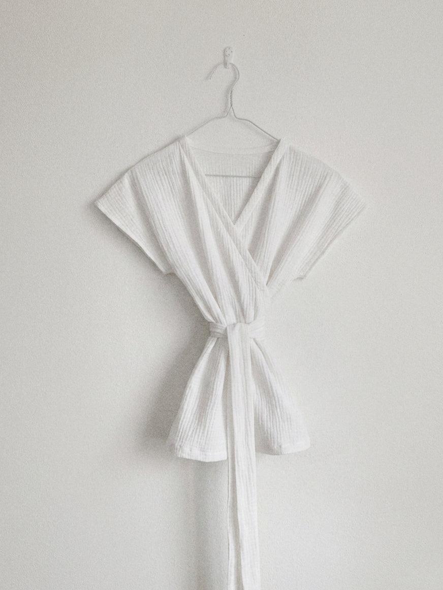 MOLLY kimono top bez rukávů - bílý
