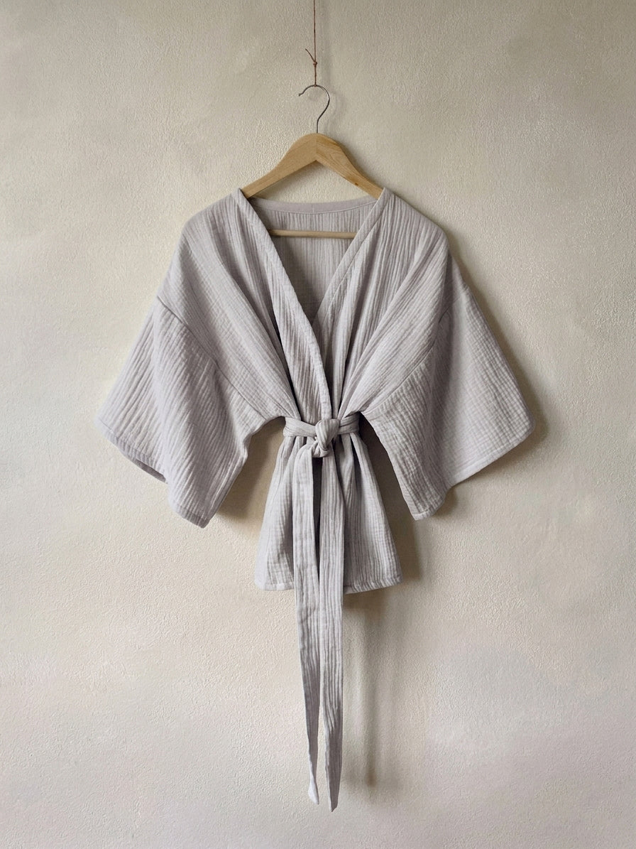 MOLLY kimono top s 3/4 rukávem - bledě šedý