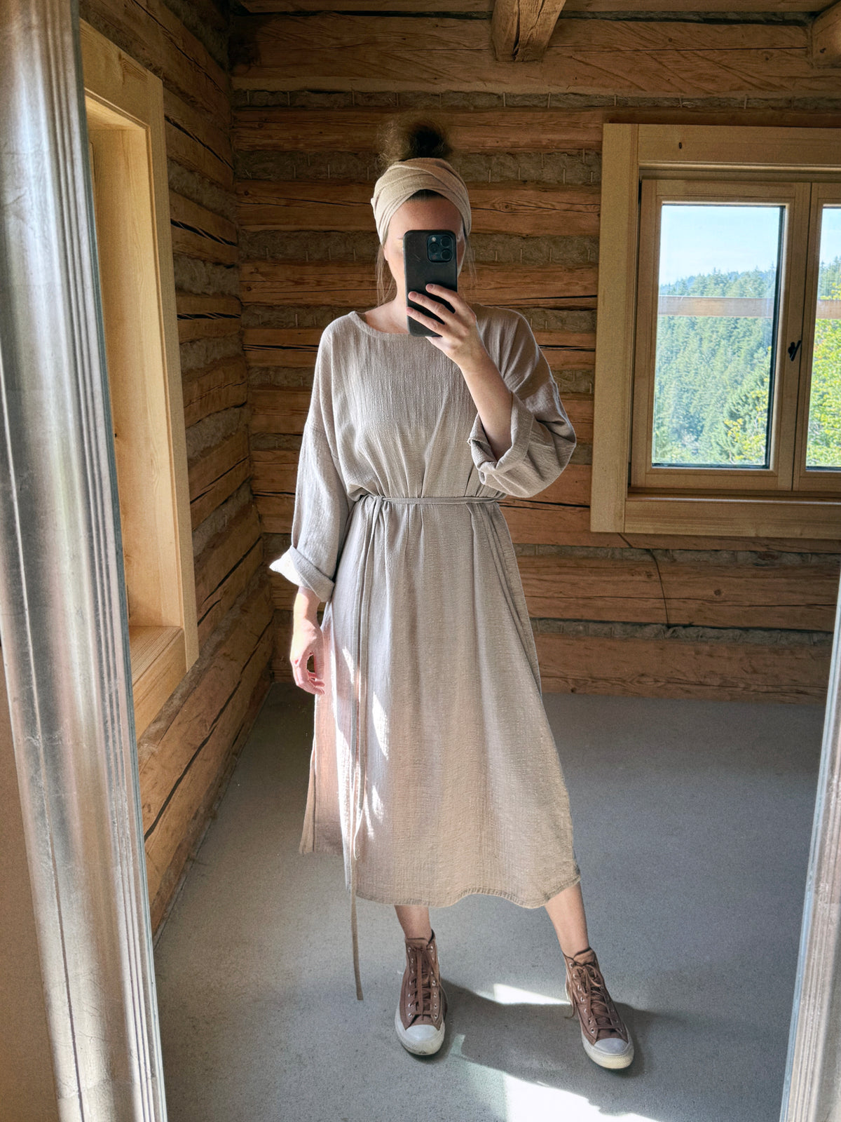 NADIA maxi šaty - přírodní