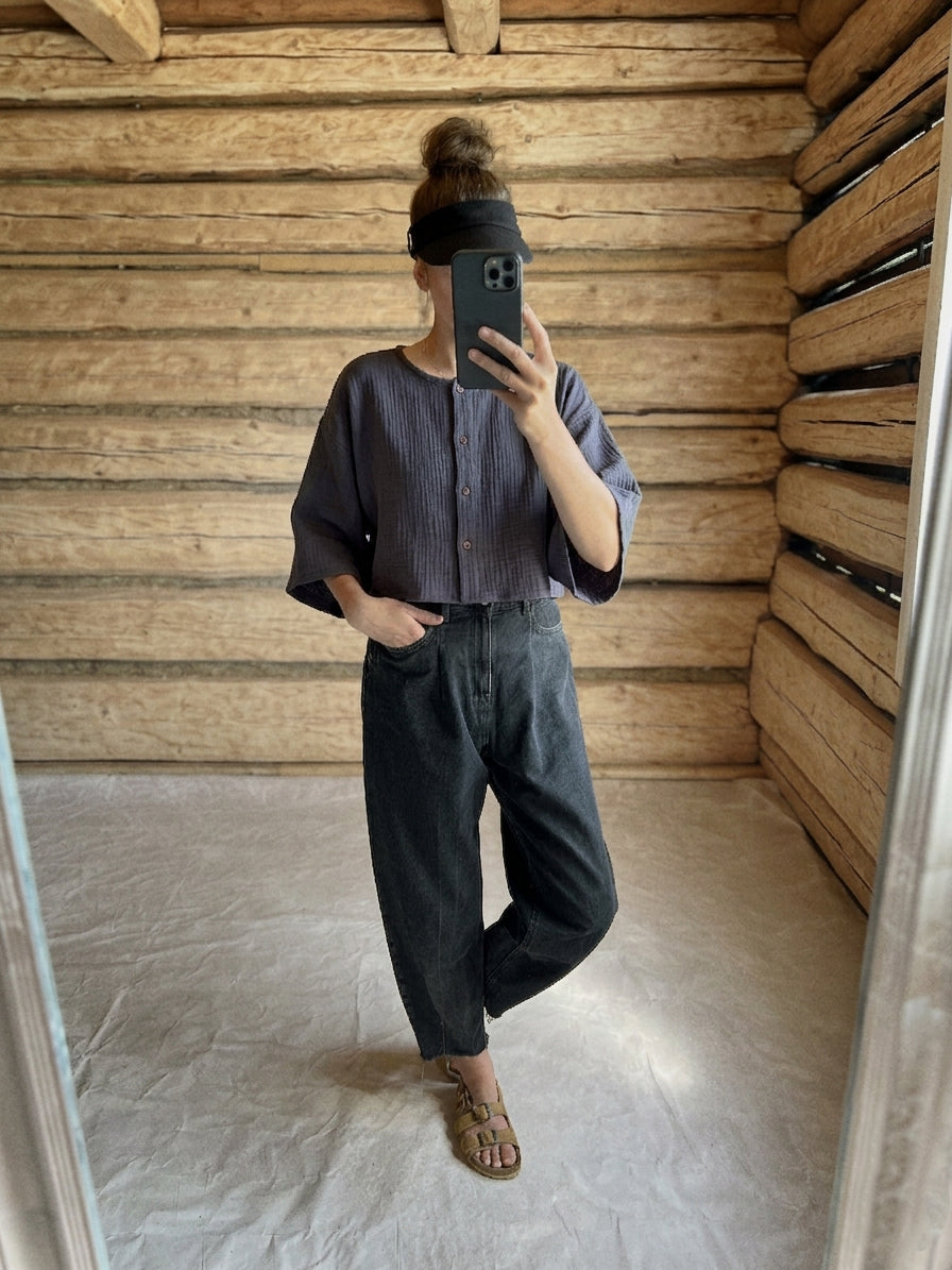 THEO crop top - šedý