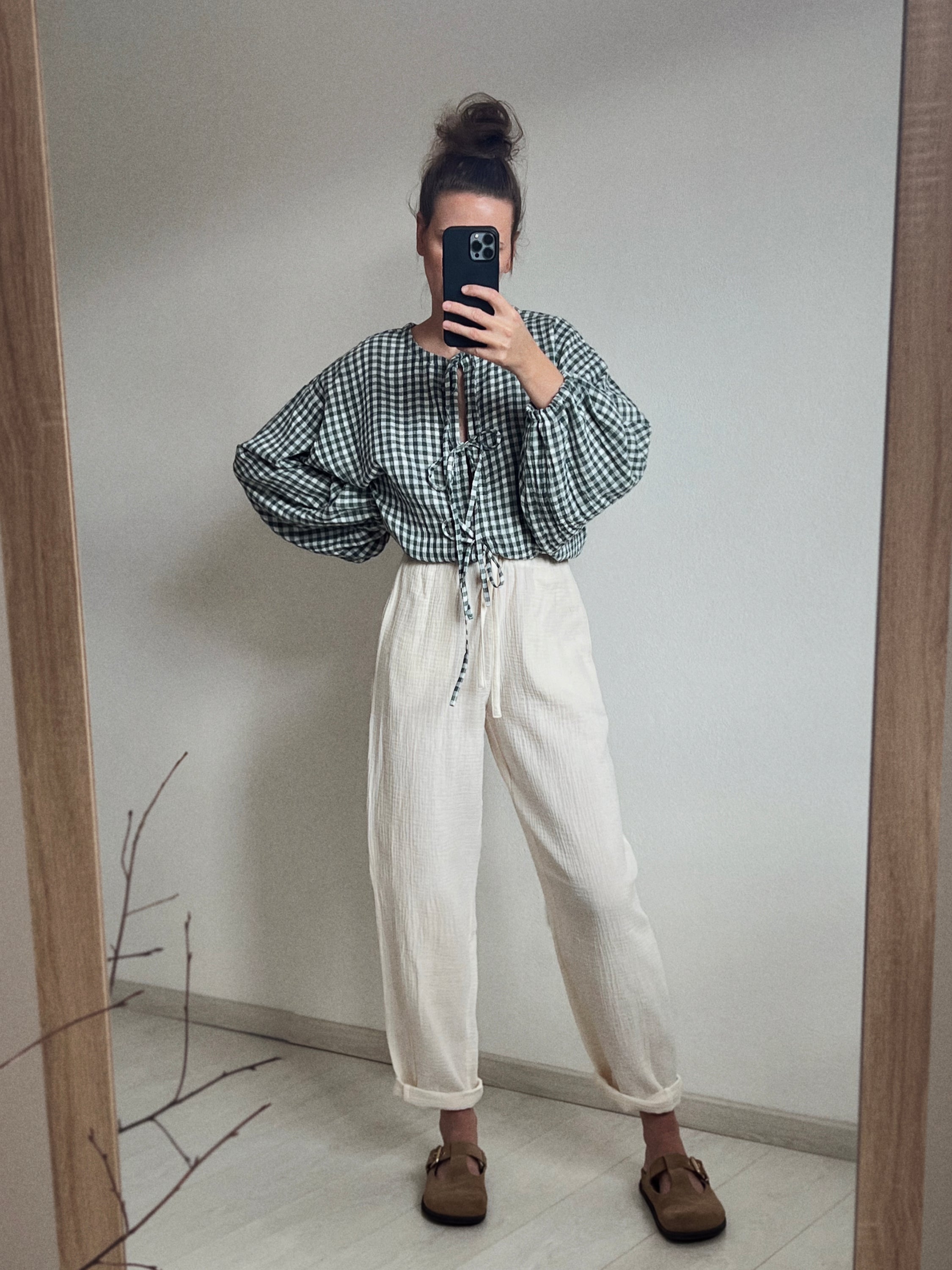 Široké balónové nohavice - krémové